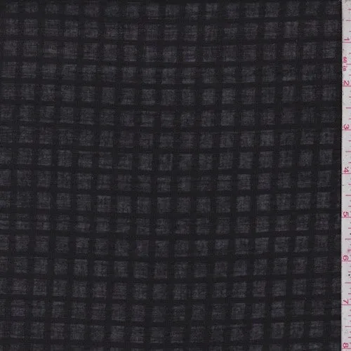 1 7/8 YD PC-Black Cotton Grid Plaid Lawn Woven Fabric