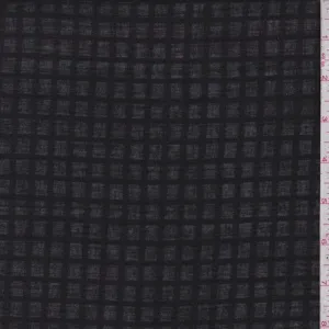 1 7/8 YD PC-Black Cotton Grid Plaid Lawn Woven Fabric