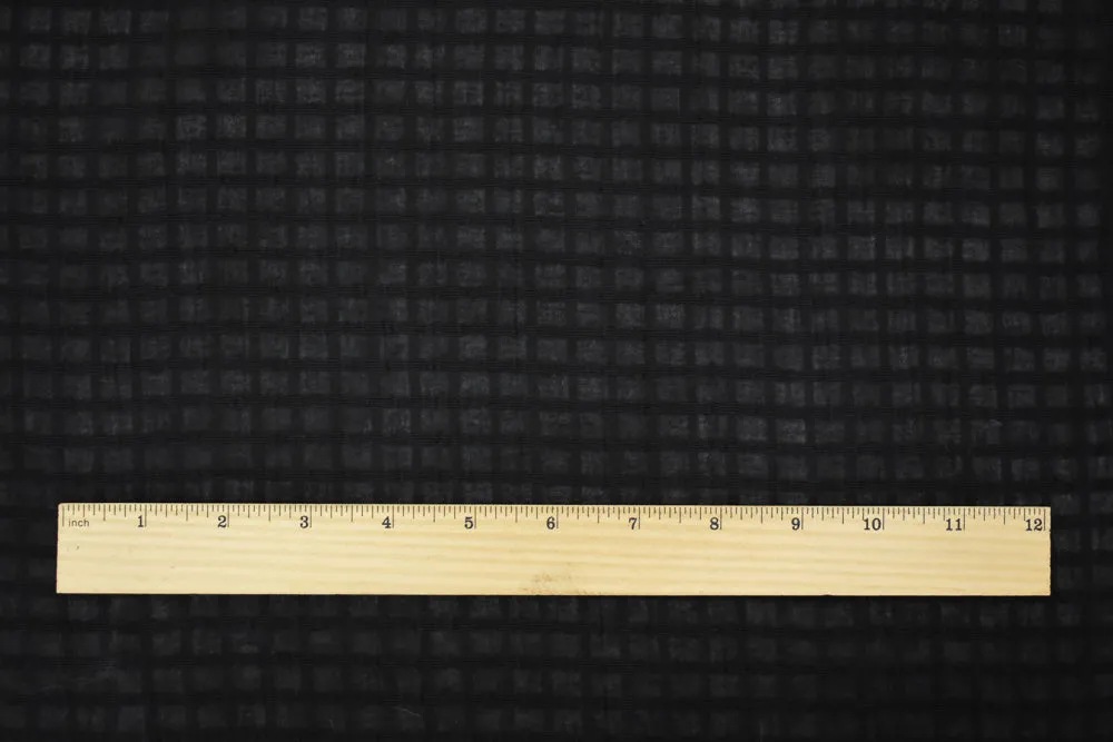 1 7/8 YD PC-Black Cotton Grid Plaid Lawn Woven Fabric