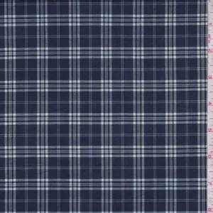 1 7/8 YD PC-Navy Blue Plaid Shirting
