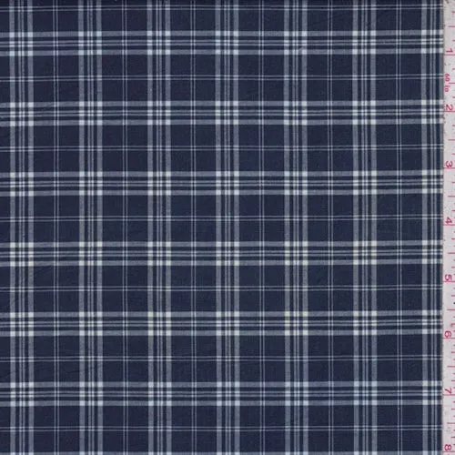 1 7/8 YD PC-Navy Blue Plaid Shirting