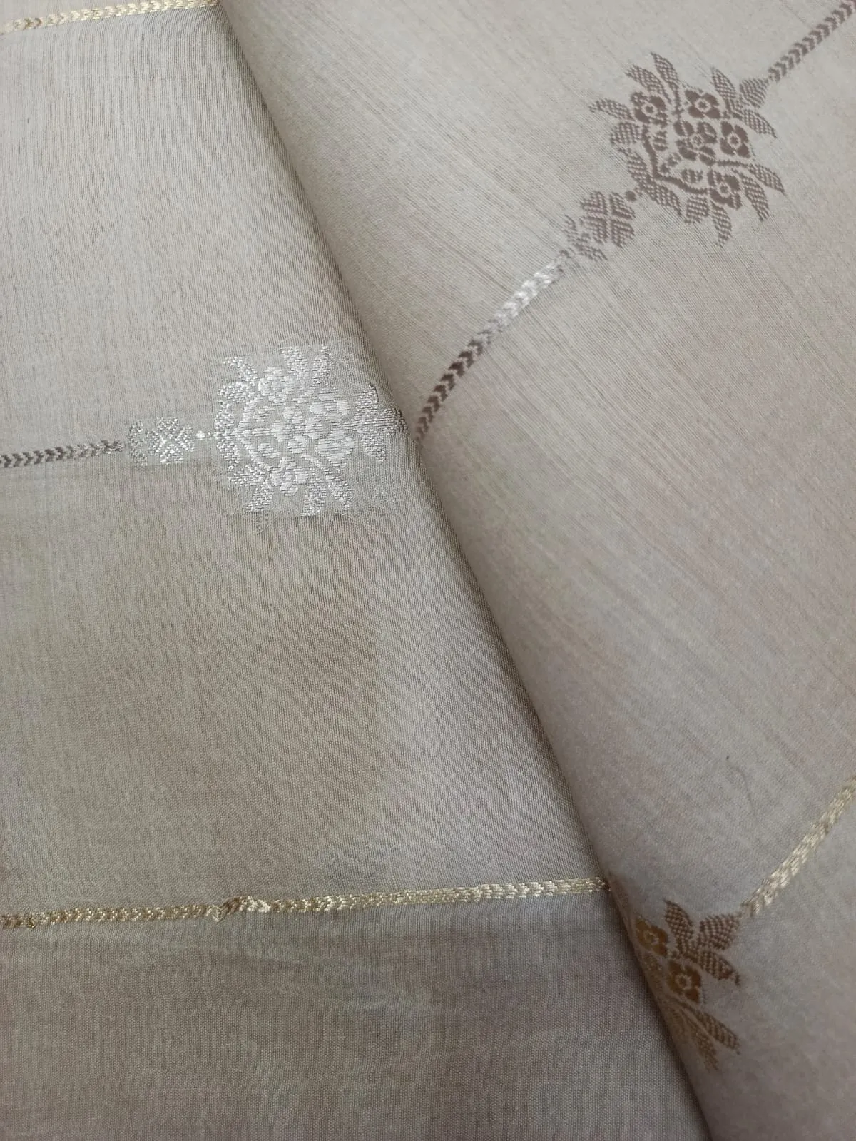 100% Pure Muga Tussar Silk Handloom With Minutely Woven Buttis