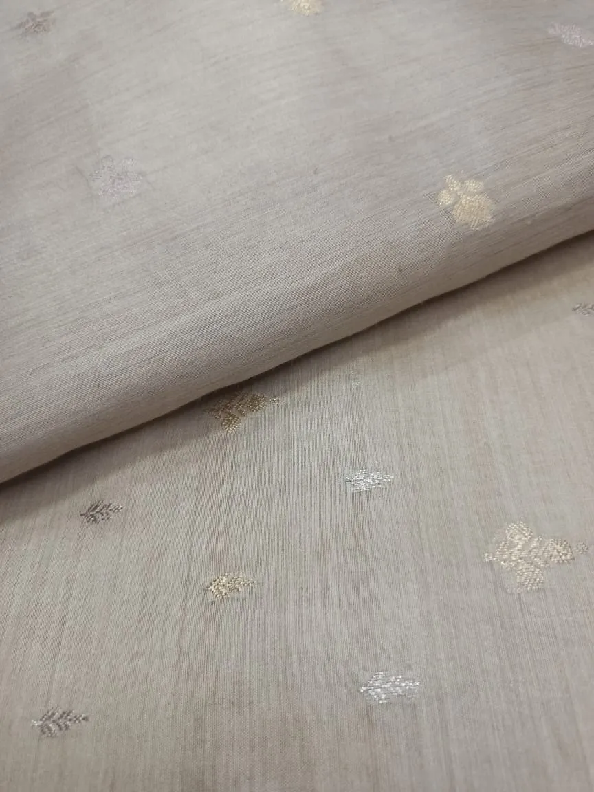 100% Pure Muga Tussar Silk Handloom With Minutely Woven Buttis