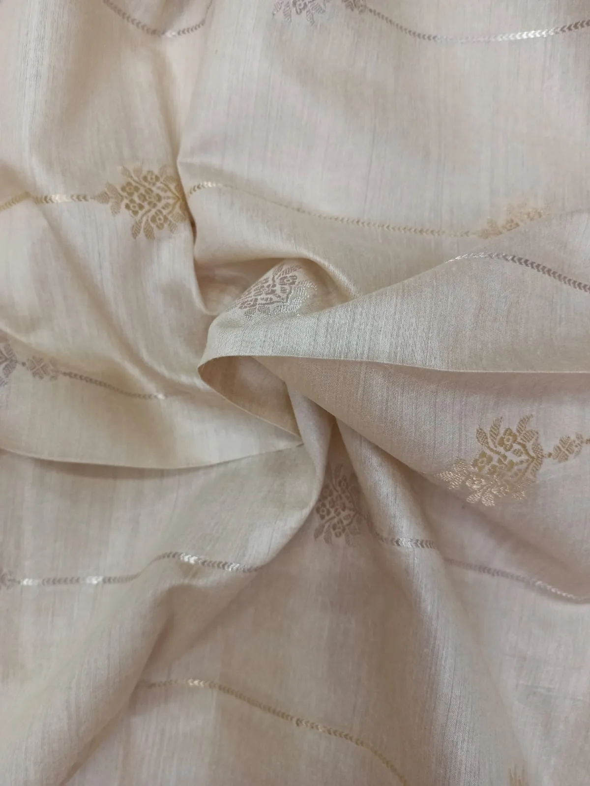 100% Pure Muga Tussar Silk Handloom With Minutely Woven Buttis