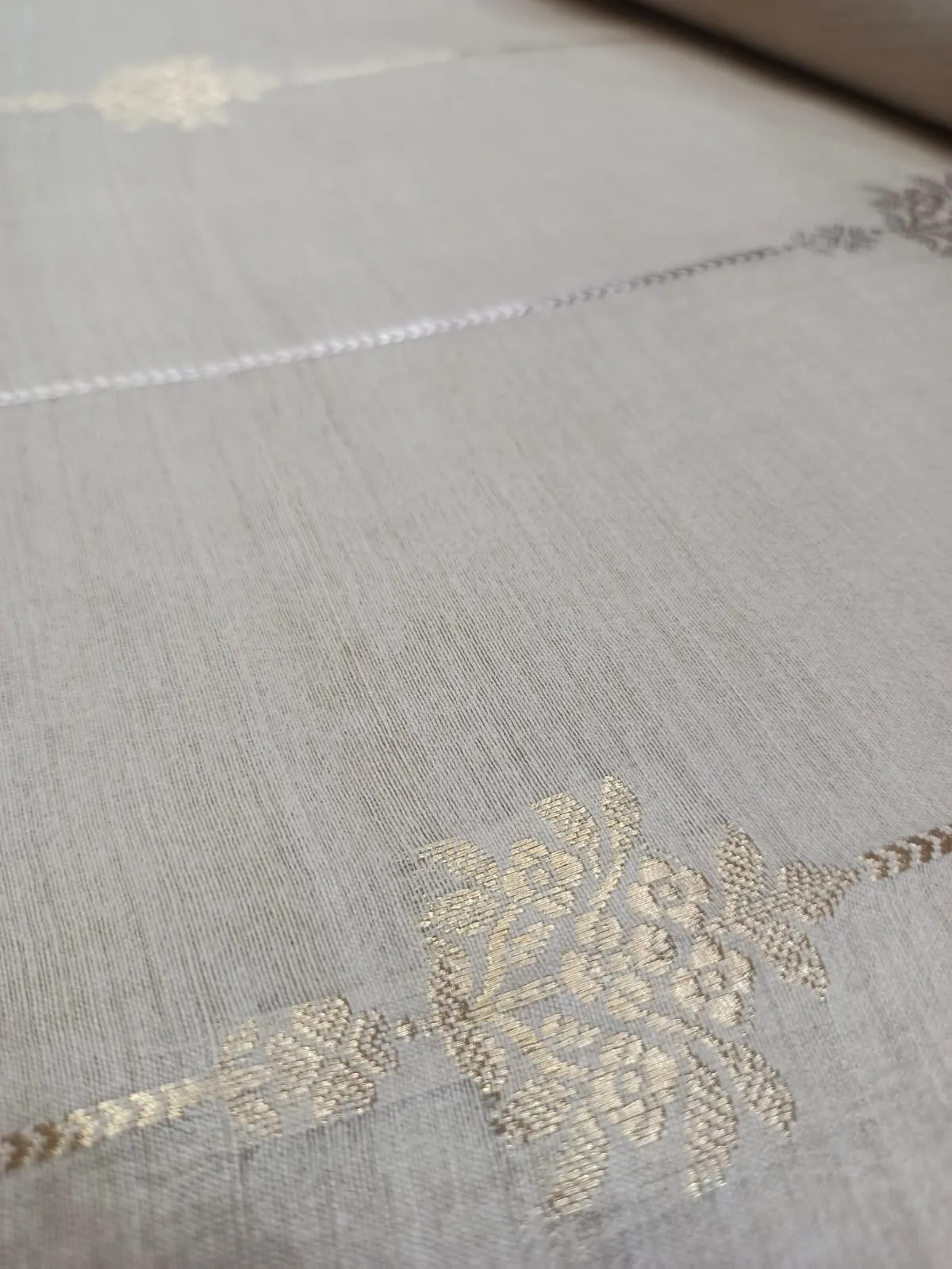100% Pure Muga Tussar Silk Handloom With Minutely Woven Buttis