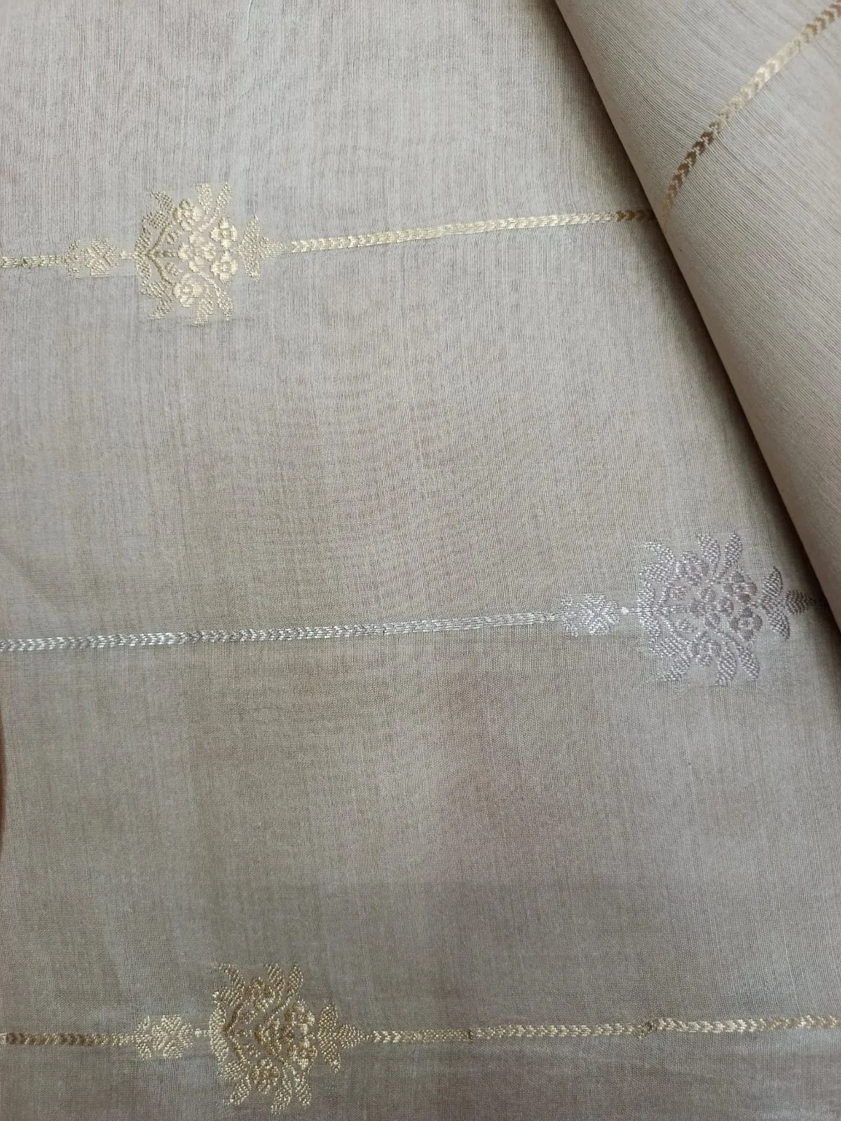 100% Pure Muga Tussar Silk Handloom With Minutely Woven Buttis