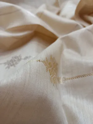 100% Pure Muga Tussar Silk Handloom With Minutely Woven Buttis