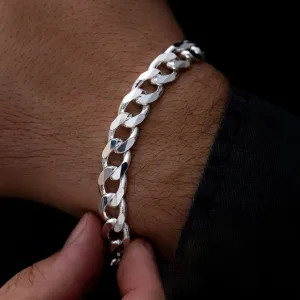 10mm 0.4" Men's Real Solid 925 Sterling Silver Heavy Cuban Chain Bracelet
