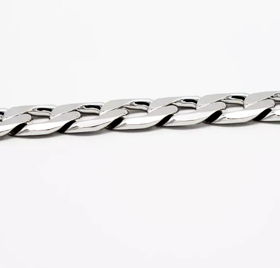 10mm 0.4" Men's Real Solid 925 Sterling Silver Heavy Cuban Chain Bracelet