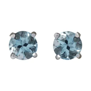 1.18 Carat Natural Aquamarine 14K White Gold Earrings