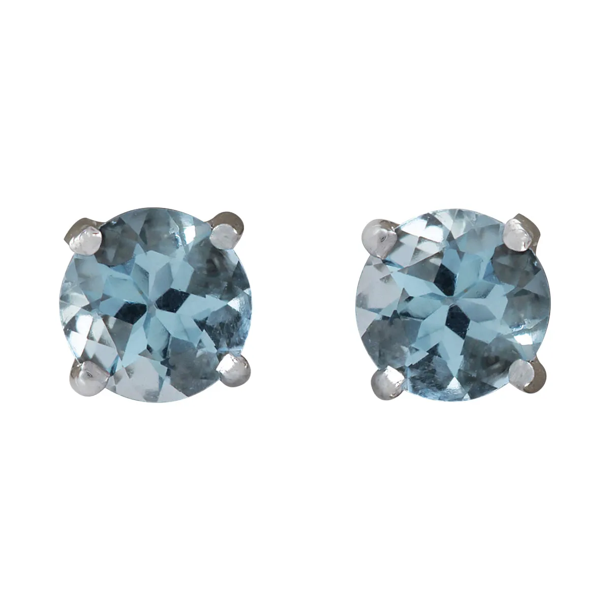 1.18 Carat Natural Aquamarine 14K White Gold Earrings