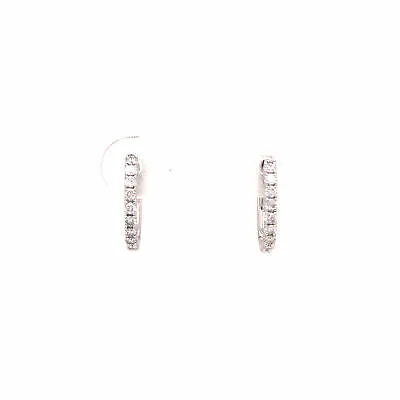 14K Diamond Oval Link Drop Earrings White Gold
