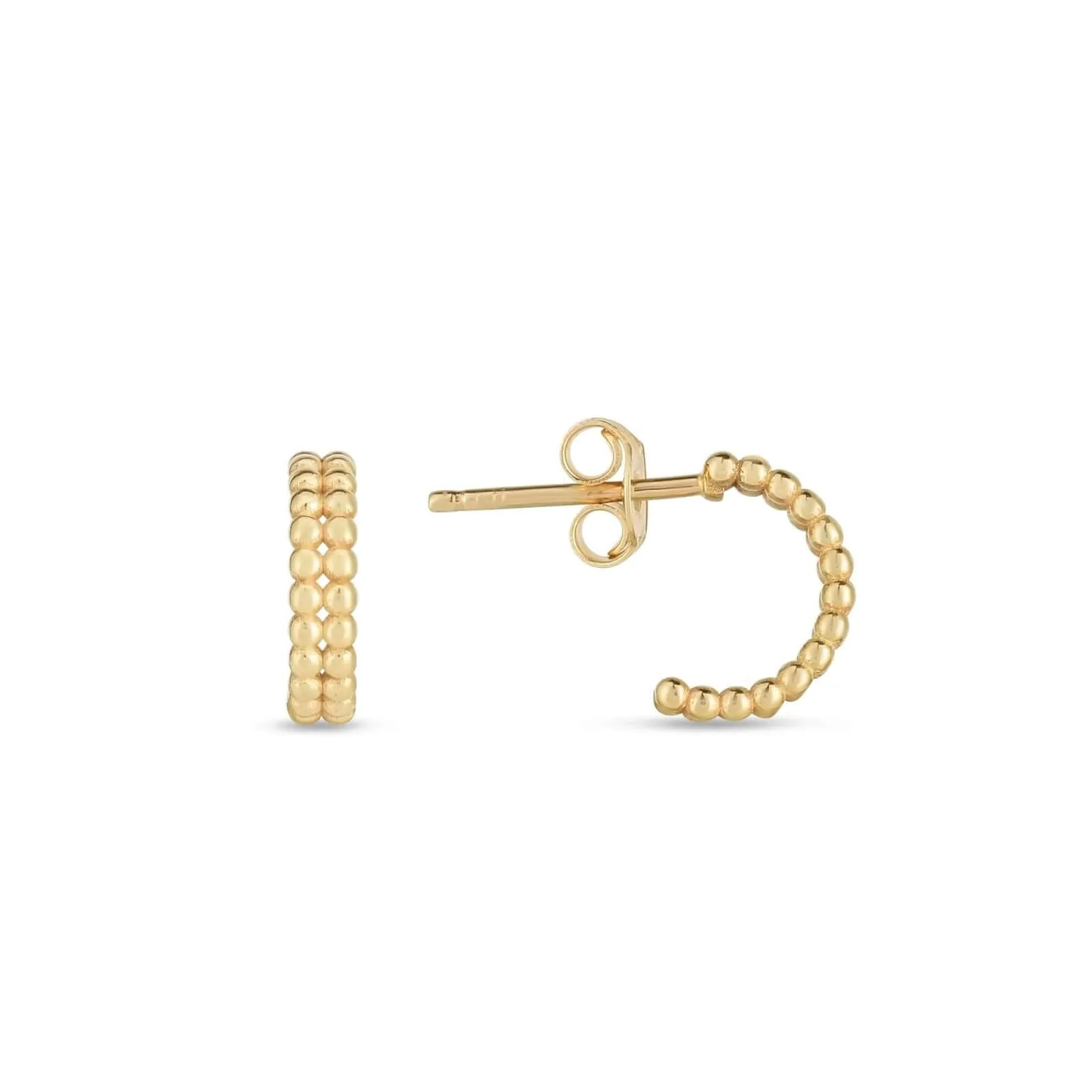 14K Gold Prosecco Double Row Mini Earrings