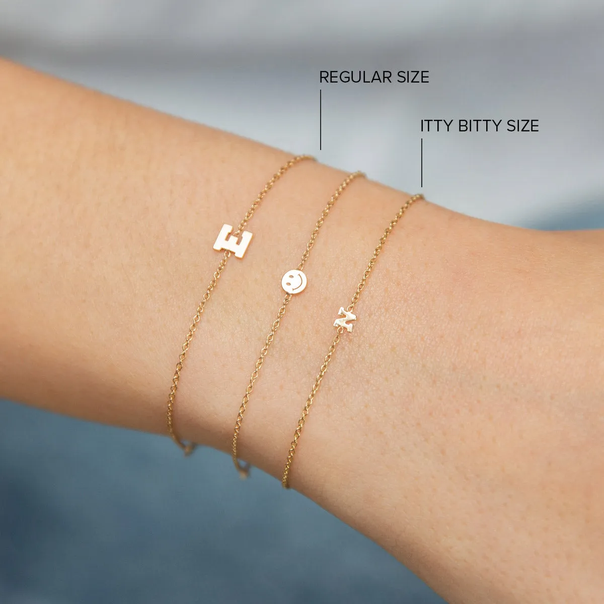 14k Pavé Diamond Initial Letter Curb Chain Bracelet