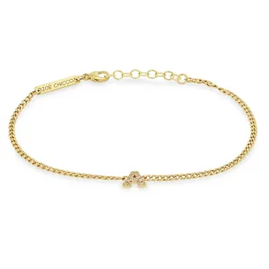 14k Pavé Diamond Initial Letter Curb Chain Bracelet