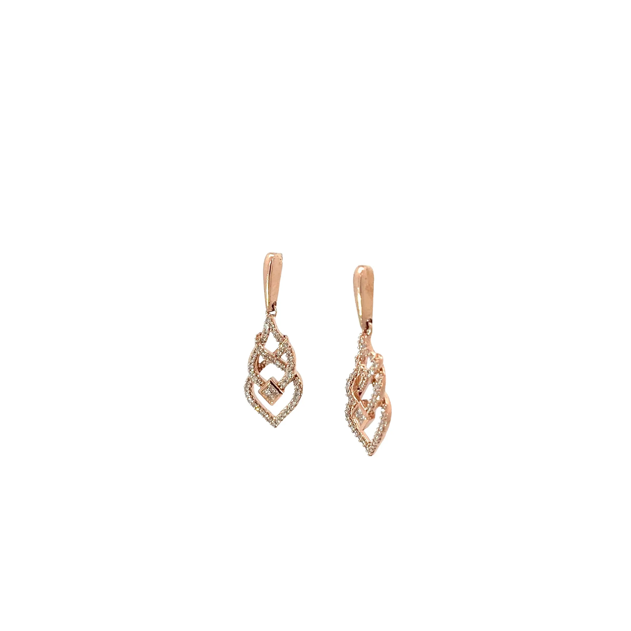 14K Rose Gold .35CT G SI1 Round Diamond Chandelier Earrings