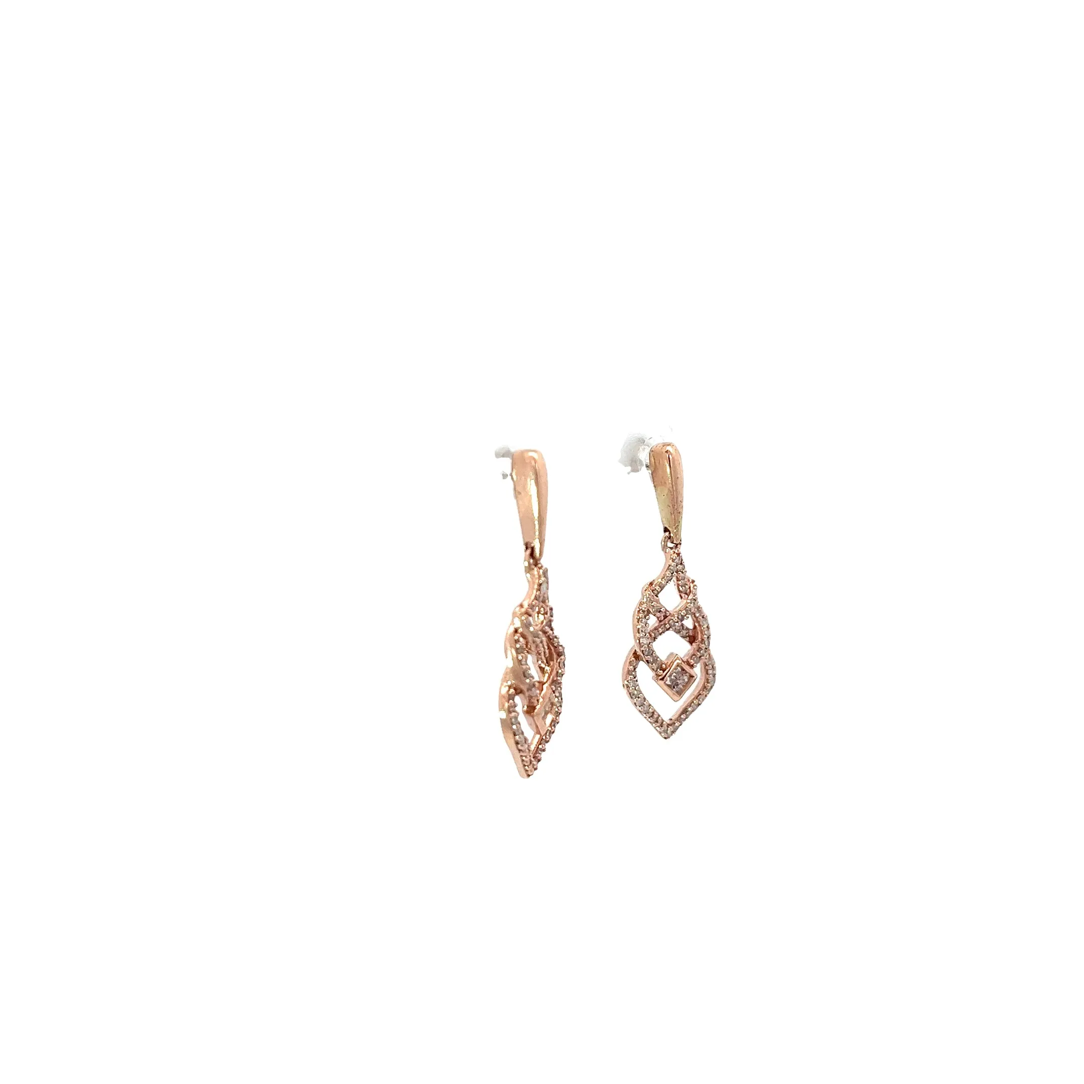 14K Rose Gold .35CT G SI1 Round Diamond Chandelier Earrings