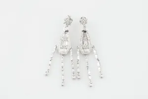 14k White Gold Diamond Chandelier Drop Earrings TCW = 3.00 ct Certified