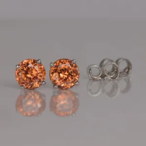 14K White Gold Imperial Zircon Stud Earrings 1.48 Carats