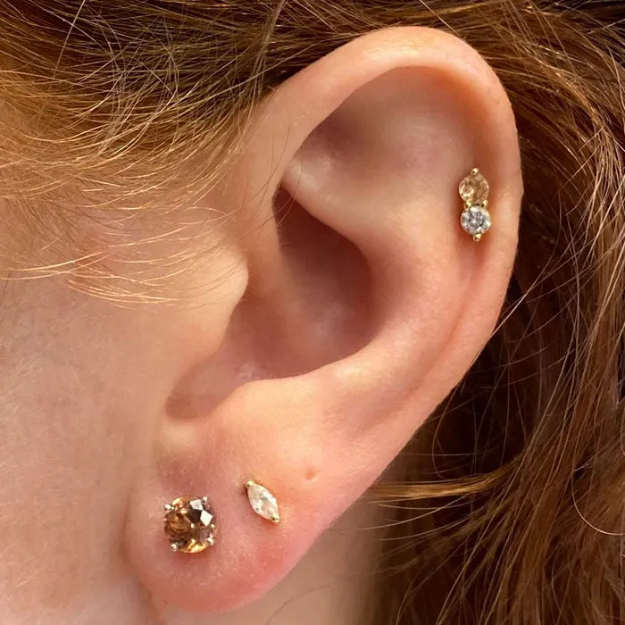 14K White Gold Imperial Zircon Stud Earrings 1.48 Carats