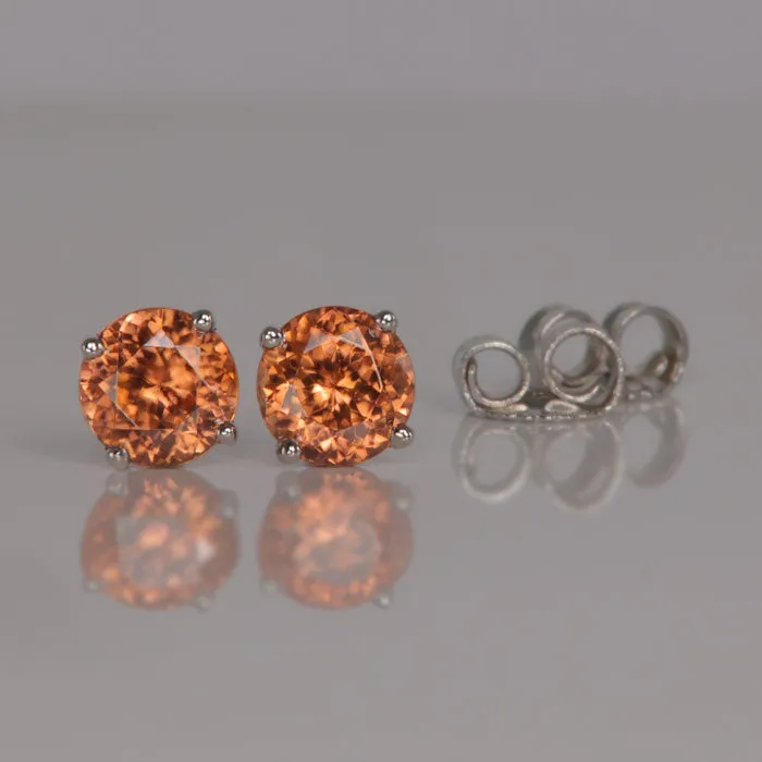 14K White Gold Imperial Zircon Stud Earrings 1.48 Carats