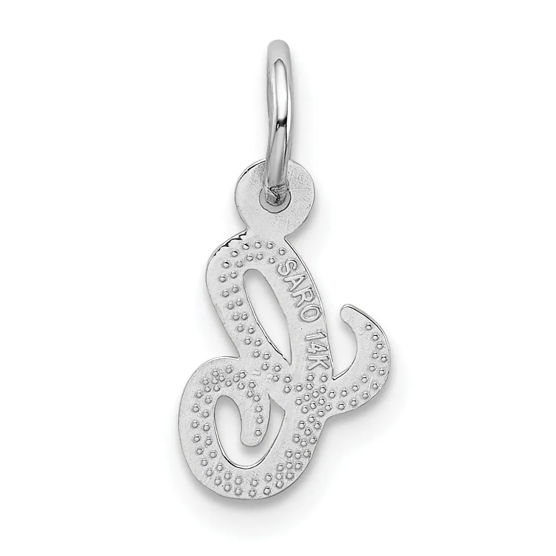 14K White Gold Small Size Casted Script Design Letter C Initial Charm Pendant