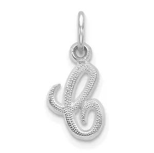 14K White Gold Small Size Casted Script Design Letter C Initial Charm Pendant