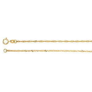 14K Yellow 1.25 mm Solid Singapore 7" Chain