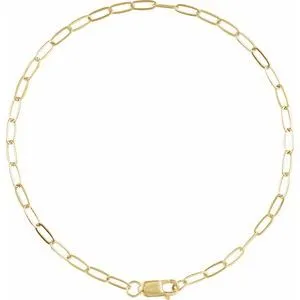 14K Yellow 2.1 mm Paperclip-Style 7" Chain