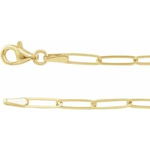 14K Yellow 2.6 mm Paperclip-Style 7" Chain