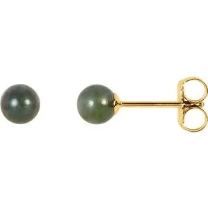 14K Yellow 4 mm Black Akoya Cultured Pearl Earrings