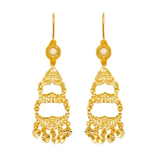 14K Yellow Gold Chandelier Earrings