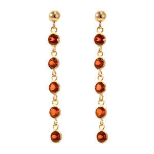 14k yellow gold round bezel set garnet earrings