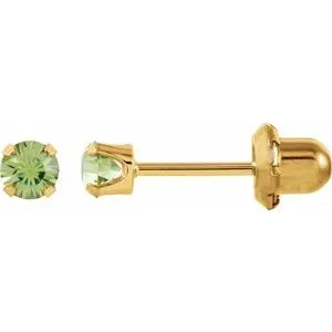 14K Yellow Imitation Peridot Inverness® Piercing Earrings