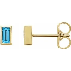 14K Yellow Swiss Blue Topaz Bezel-Set Earrings
