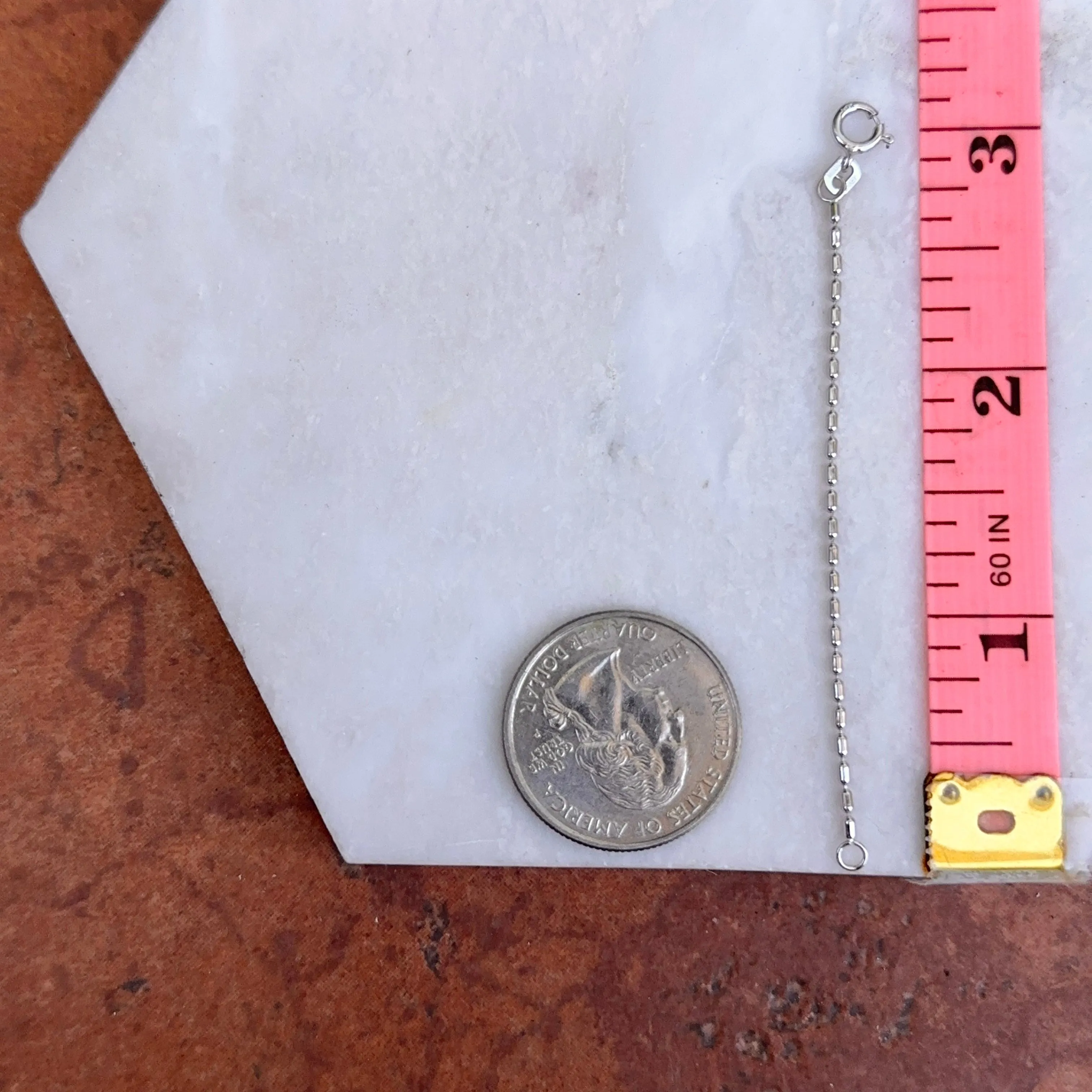 14KT White Gold Beaded Chain Extender 3"