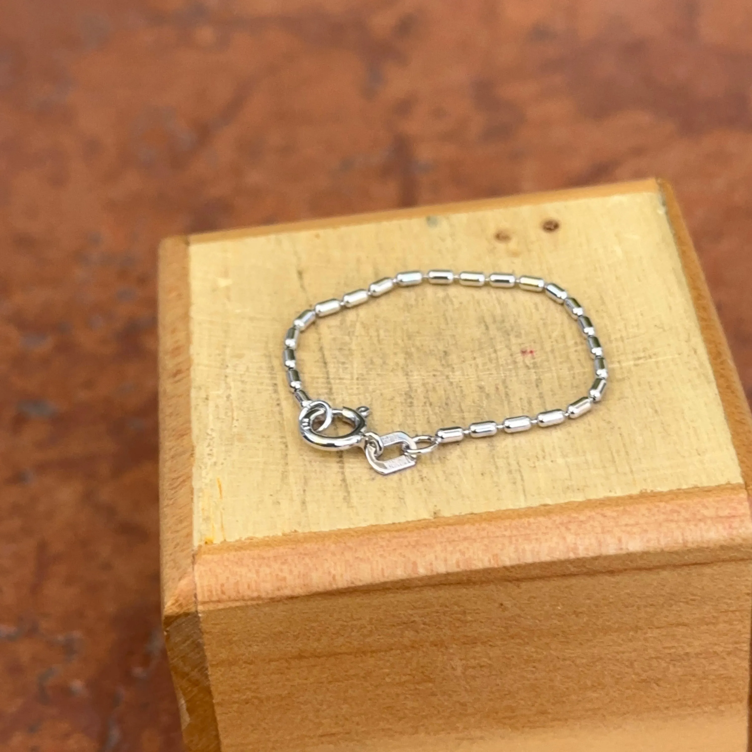 14KT White Gold Beaded Chain Extender 3"