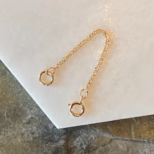 14KT Yellow Gold Open Rope Link Necklace Chain Extender/ Safety Chain 2"/ 1.1mm