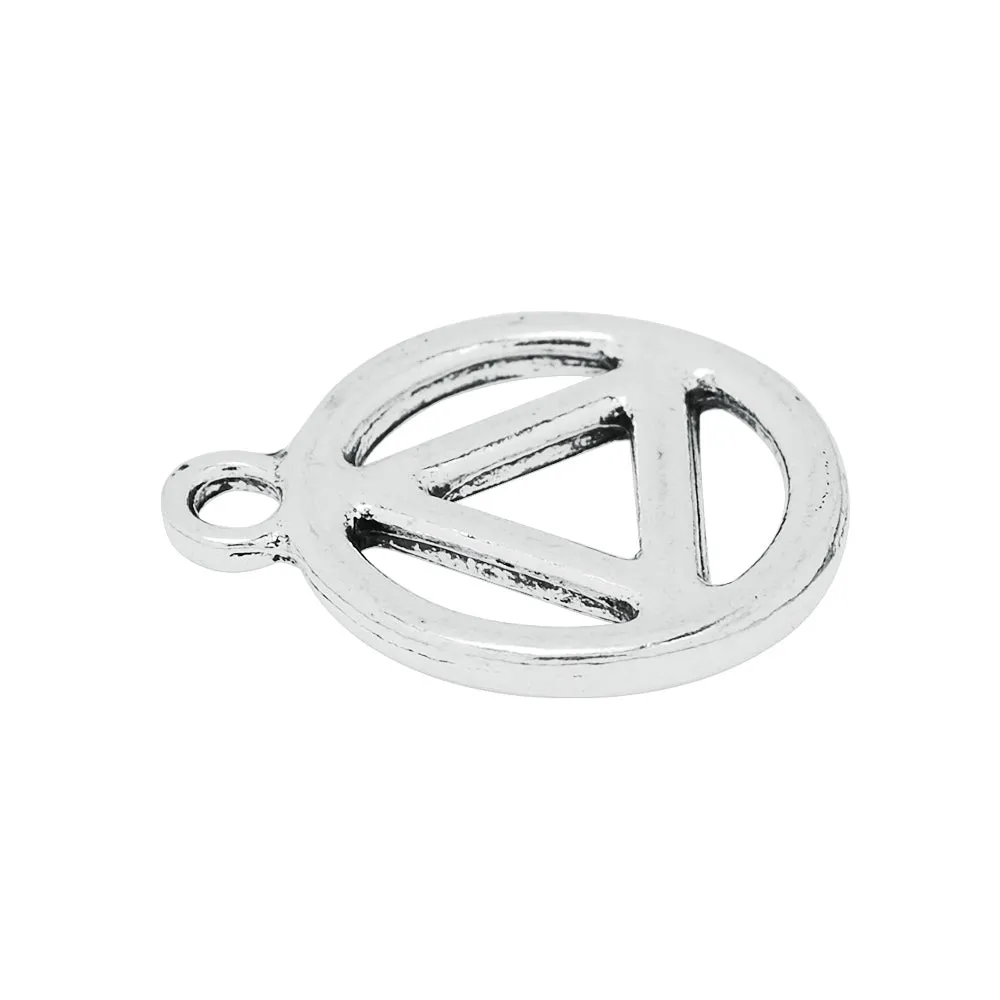 15.5*19.5mm Antique Silver Recovery Symbol Charm Pendants fit Bracelets,Necklace Yoga Jewelry Metal Pendant,Thickness 2mm,20pcs/lot