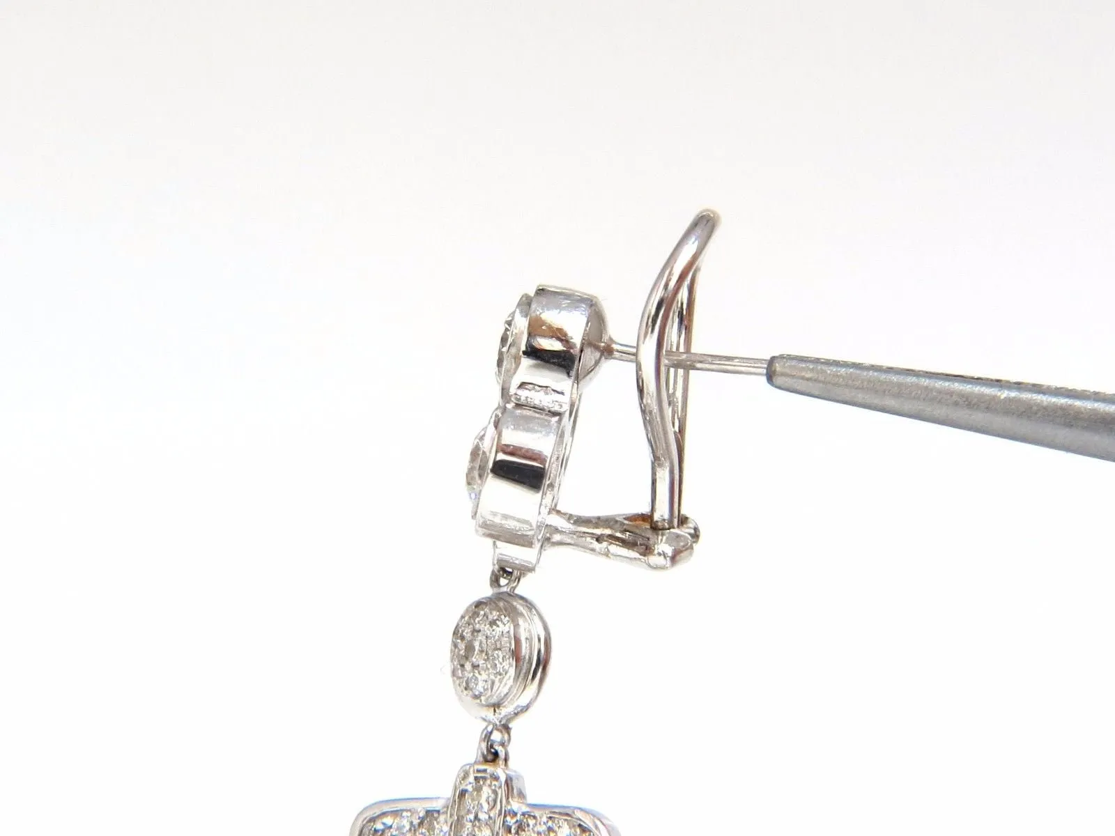 16.00ct natural diamonds deco long chandelier dangle earrings