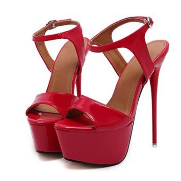 16CM High Heels Sandals Summer Sexy Open Toe Party Dress Platform Gladiator Women