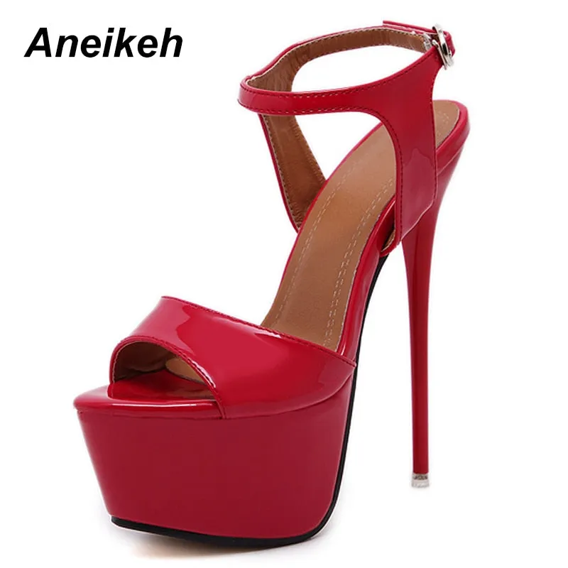 16CM High Heels Sandals Summer Sexy Open Toe Party Dress Platform Gladiator Women