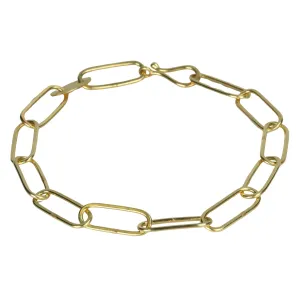 18K Gold Handmade Rectangular Link Bracelet with Disk Detail