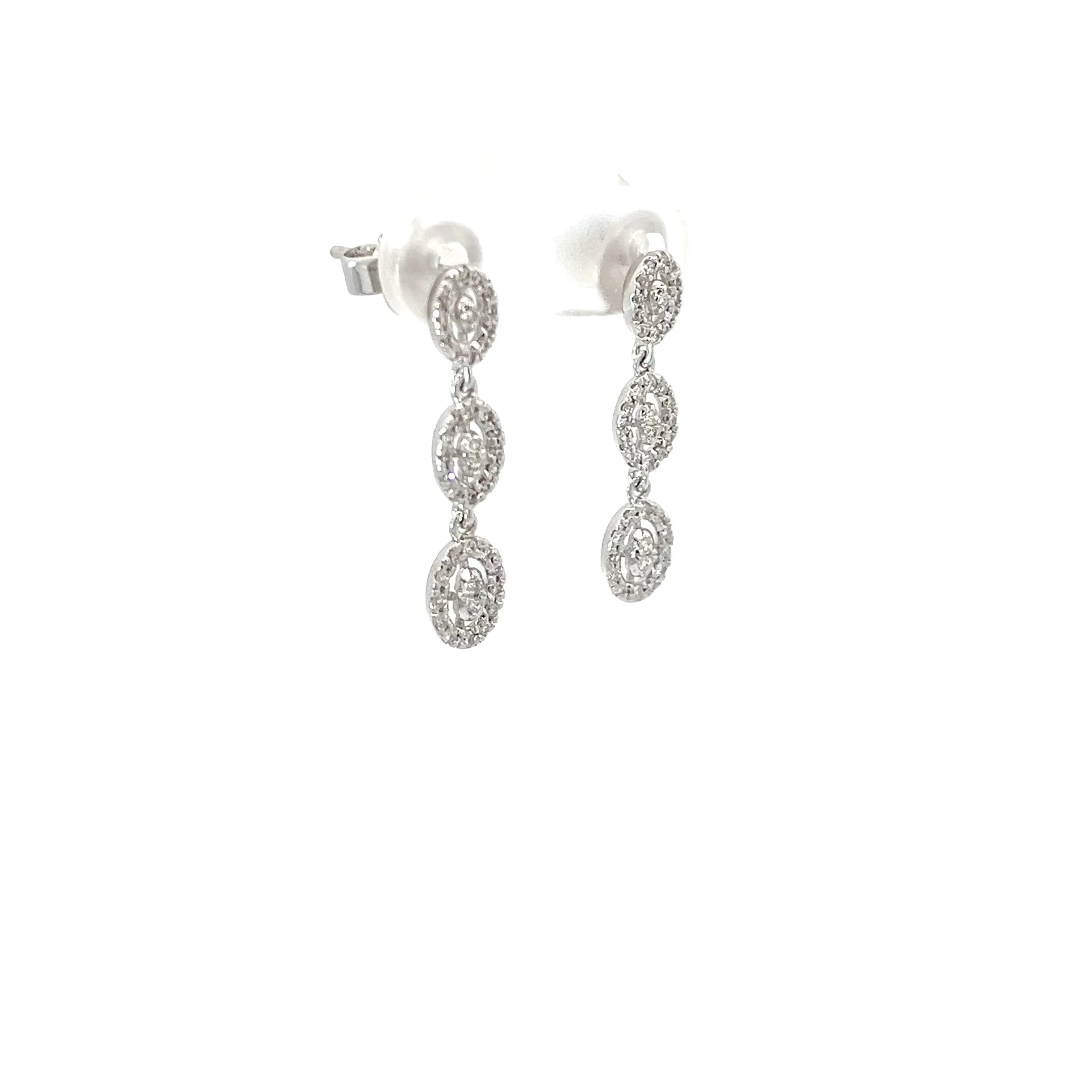 18k White Gold .50ct G VS2 Round Diamond Dangle Earrings