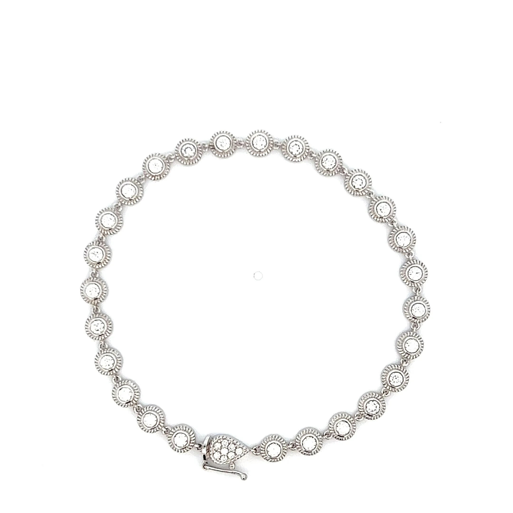 18K White Gold Beaded Bezel Set Diamond Fashion Bracelet (1.23ctw)