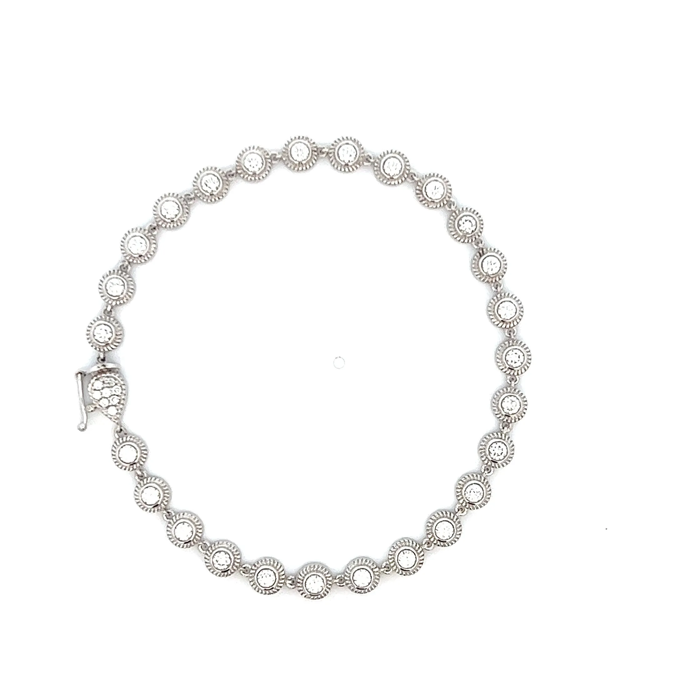 18K White Gold Beaded Bezel Set Diamond Fashion Bracelet (1.23ctw)