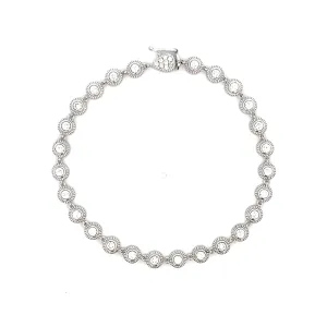 18K White Gold Beaded Bezel Set Diamond Fashion Bracelet (1.23ctw)
