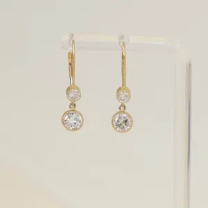 18ky 2.0ctw Bezel Drop Dangle Earrings