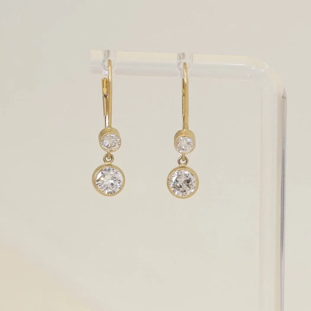 18ky 2.0ctw Bezel Drop Dangle Earrings