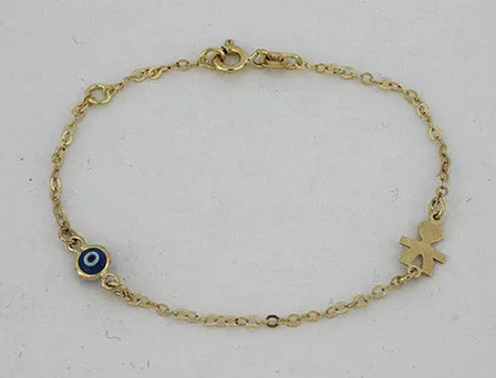18KY Evil-Eye & Boy Charm Bracelet